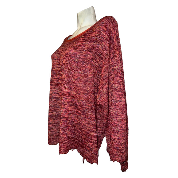 FREE PEOPLE Sweater Size L Colorful Boxy Bohemian BOHO Oversized Fringe Tunic - Picture 4 of 6